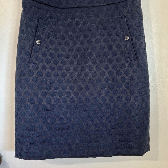 Banana Republic Size 4 Navy Blue Textured Career Sheath Career Dress Sleeveless - Picture 4 of 14
